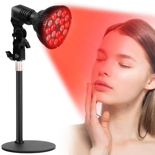 Image of Cozion 24W Red in-frared Lamp, Dual-Wavelength Combination, 18 LEDs Light, 360° Adjustable Gooseneck, with Stable Metal Base,Ideal Gifts for Men & Women,Light Bulbs Do Not Generate Heat