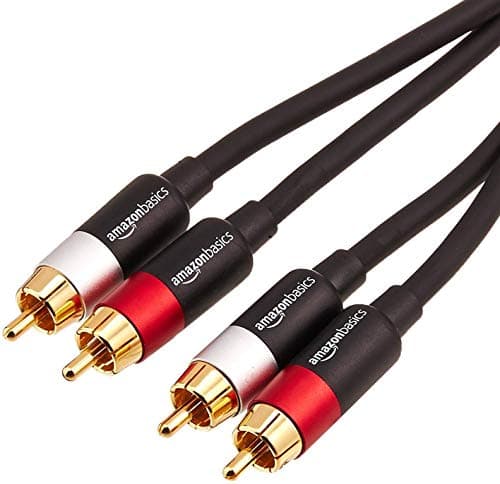 Image of Amazon Basics 2 RCA Audio Cable for Amplifier,Active Speakers or Subwoofer with Gold-Plated Plugs, 1.22 m, Black