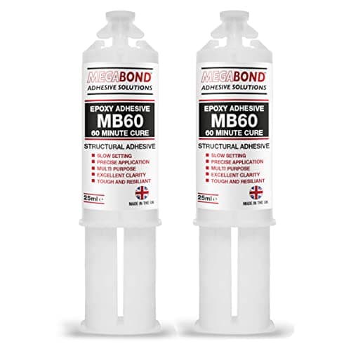 Image of (2PK) Megabond MB60 Epoxy Adhesive Precision 60 minutes Cure For Precise Application Excellent Clarity - Multi Purpose Steel, Plastic, Wood, Aluminium, Perspex, GRP, Stainless Steel