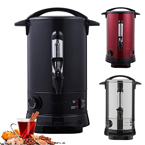 Image of Arebos Catering Urn | Mulled Wine Cooker 950 W Hot Drink Dispenser 8.8 L with Drip Tray, Outlet Tap, Thermostat and Overheating Protection Temperature Setting from 30-110 °C Black