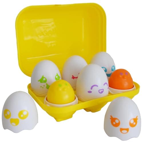 Image of Toomies Hide and Squeak Eggs Baby Toy - Baby Box of Big Eggs with 3 Squeak Chicks & 3 Rattle Chicks - Colour & Shape Sorter Baby Sensory Toys - Toddler Toys & Baby Toys 6 Months Plus to 36 Months