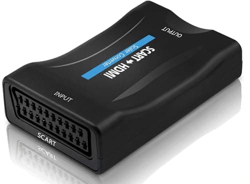 Image of QGECEN SCART to HDMI Converter, Compact Plug & Play Analog to Digital Adapter, No Driver Needed, for Sky HD Box, STB, VHS, VCR, DVD Player, PS2, Xbox, Wii, Old TV, Support 1080P/720P Output