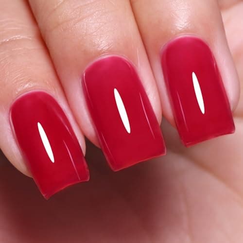Image of Imtiti Jelly Gel Nail Polish, Red Sheer Jelly Nail Gel Polish Soak Off UV LED Spring Summer Translucent Art Manicure Salon DIY Design 10ml