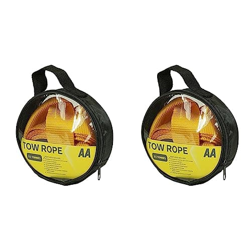 Image of AA 3.5T 4 m Heavy - Duty Tow Rope AA6202 - Yellow Strap-Style Towing Belt for Car Breakdowns Other Vehicles up to 3.5 Tonnes (Pack of 2)