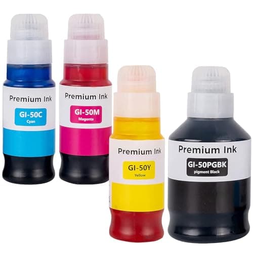 Image of LAIPENG GI-50 GI50 Ink Bottles Compatible with Canon PIXMA GM2050 GM4050 G5050 G6050 G7050 Printer 4 Color Multipack (Black/Cyan/Magenta/Yellow)