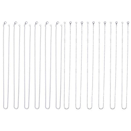 Image of 12 Pieces Silver Plated Link Cable Chain Necklaces and Twisted Cross Chain Necklace (18 Inch)