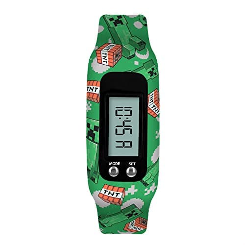 Image of Minecraft Mojang Green LCD Tracker Watch with Printed Silicone Strap MIN4145