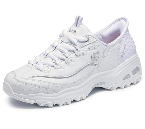 Image of Skechers Women's, Slip-Ins: D'Lites Sneaker, White Silver, 10