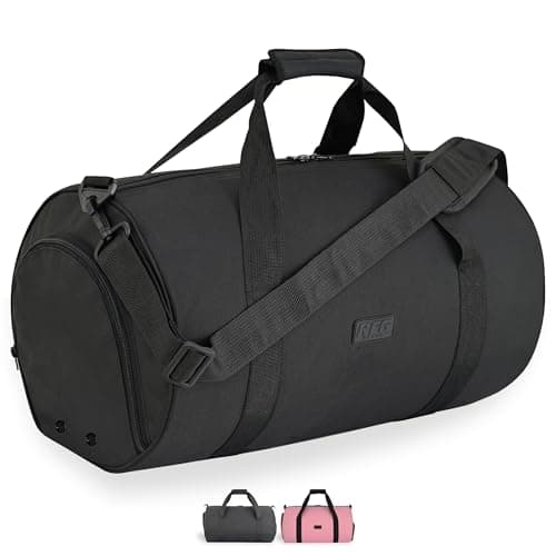 Image of RFG Gym Bag 30L Duffle for Men & Women – Water-Repellent Sports Holdall with Ventilated Shoe Compartment, Trolley Sleeve & Multiple Pockets (Black, 30L)