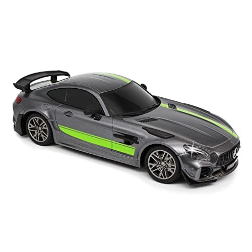 Image of CMJ RC Cars New Mercedes GT Pro AMG Remote control Radio Car 1:24 Officially Licensed 1:24 Scale Working Lights 2.4Ghz (Grey)