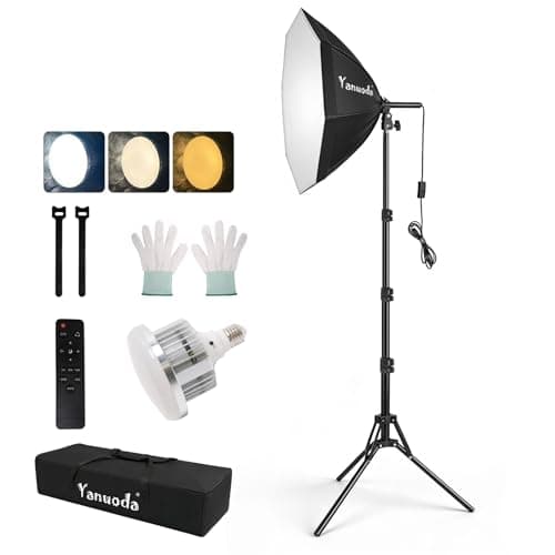 Image of 20"x20" Softbox Lighting Kit (1 Pack) - 95W Dimmable LED with Adjustable Colour Temperature 3000K-7500K & Remote, Portable Studio Light for Photography, Video, Live Streaming