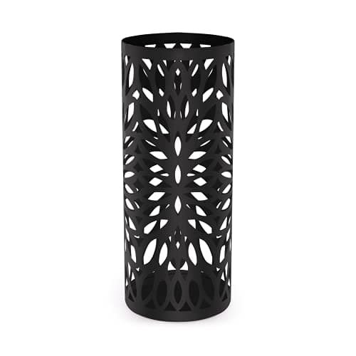 Image of Maison & White Metal Umbrella Stand | Round Modern with 4 Hooks & Removeable Drip Tray | Free Standing | Hallway Reception Furniture | Walking Stick Holder | Porch Decor Rack | M&W (Black)