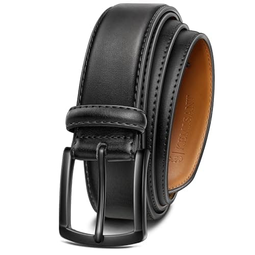 Image of KEMISANT Men Belt-Genuine Leather Belt for Men Dress Casual Golf Jeans 1 3/8"(Black,38"-40" Waist Adjustable)