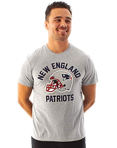 Image of NFL New England Patriots T-Shirt for Men | Helmet Teams Game Jersey Top | American Football Merchandise Grey