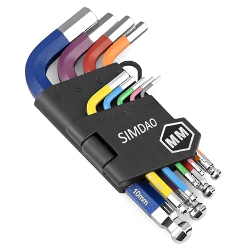 Image of Metric Hex Key Set, 9Pcs Mini Allen Key Set 1.5-10mm, Anti-Slip Ball End Hex Wrench Set, for Disassembly and Maintenance of Mechanical Equipment Vehicles, with Color Coding - Imperial