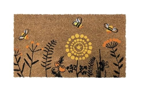 Image of Classic Home Store Printed Coir Doormat Eco Natural Latex Backing Mat 70cm x 40cm (Busy Bees)