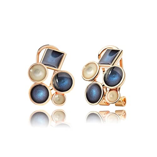 Image of Two-Tone Double Drop Earrings for Women, Modern Unique Design (13 - Blue White)