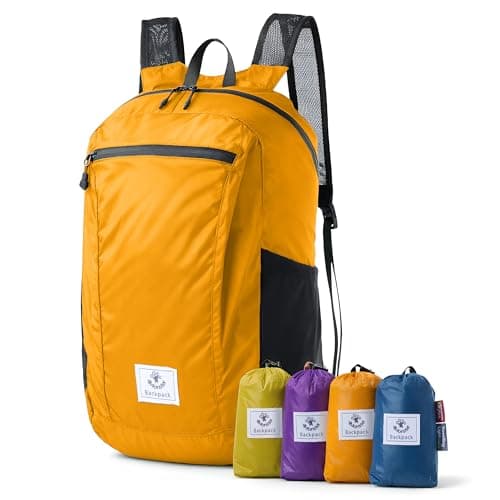Image of 4Monster Packable Backpack Ultra Lightweight, Foldable Backpack Water Resistant, Hiking Daypack for Travel Camping Outdoor, Daily Walk-around, Cycling, Sports, Excursions(Orange, 32L)