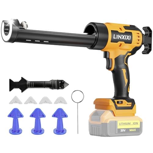 Image of Cordless Caulking Gun Compatible with Dewalt 20V Max, Electric Silicone Sealant Gun Applicator with LED Light for 300ml Cartridges, 6 Adjustable Speed, No Drip, for Sealing, Installation (Tools Only)