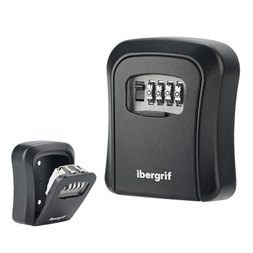 Image of Ibergrif Lock Key Safe, Wall Mounted, Lock Box Outdoor 4 Digit Combination, Heavy Duty Waterproof Key Cabinet for Home Garage School Airbnb