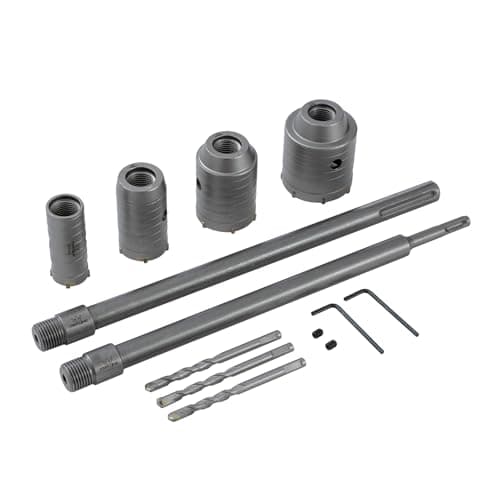 Image of TOPWAY Core Drill Bit Set 30/40/50/60mm, 350mm SDS Plus + SDS MAX Shank Hollow Concrete Wall Drill Cutter Bits, Concrete Cement Brick Masonry Tungsten Carbide Hole Saw Opener
