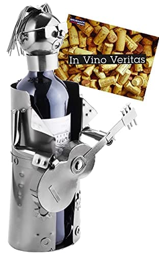Image of BRUBAKER Wine Bottle Holder Rockstar Metal Sculpture Gift