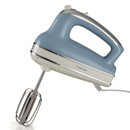 Image of Ariete 548/05 Retro Style Hand Mixer Electric Whisk, 5 Speed & Turbo Function, Eject Button, Vintage Style, Blue