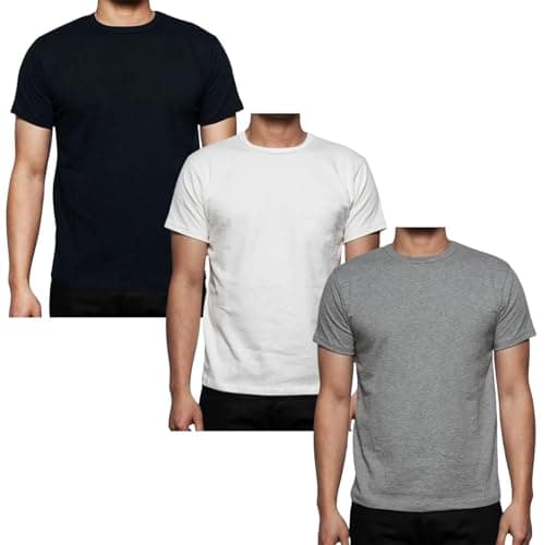 Image of Gaffer Mens Tshirts Short Sleeve Plain T-Shirt Round Neck Top Tees Cotton Workwear Undershirts Gym Running Workout Classic Basic Tshirt 3 Pack - Assorted M