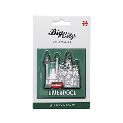 Image of Big City 3D Epoxy Fridge Magnet Manchester Bee Liverpool Birmingham Newcastle Skyline Liver Bird (Liverpool Cityscape 3D Epoxy)