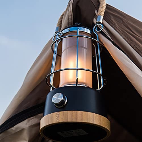 Image of HARPER LIVING Rechargeable Camping Light, LED Retro Water Resistant Lantern, 5000mAh Power Bank, Dimmable Tent Light Rechargeable Lanterns for Living Room, Camping, Fishing, Hiking, Power cuts