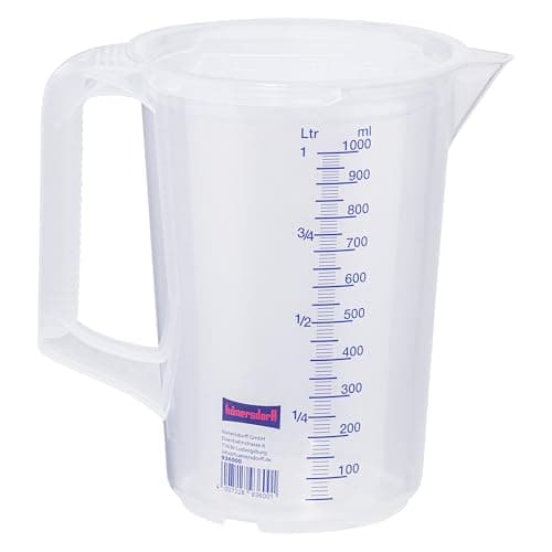 Image of hünersdorff Transparent measuring jug, Plastic, Transparent/Blue, 1 L