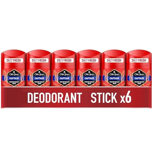 Image of Old Spice Captain Men's Deodorant Stick 6x50ml, 24/7 Fressshhh With Daily Use, Long Lasting Perfume Quality Scent, Odour Protection, 0 percent Aluminium Salts, Invisible On Black & White