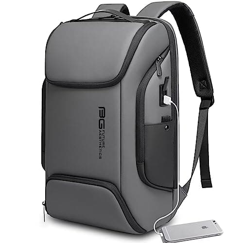 Image of BANGE Business Men Backpack Waterproof Large Capacity External Charging Port Bag Black Fashion Backpack
