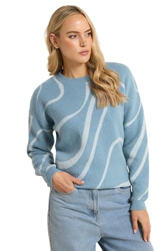 Image of Long Tall Sally - LTS Tall Abstract Knitted Jumper - Women's Light Blue