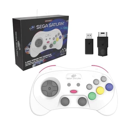 Image of Retro-Bit SEGA Saturn® 2.4GHz Wireless Pro Controller for Sega Saturn, Sega Mega Drive Mini, Switch, PC, Mac - White