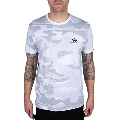 Image of Alpha Industries Men's Basic T Small Logo T-Shirt, White Camo, 3XL