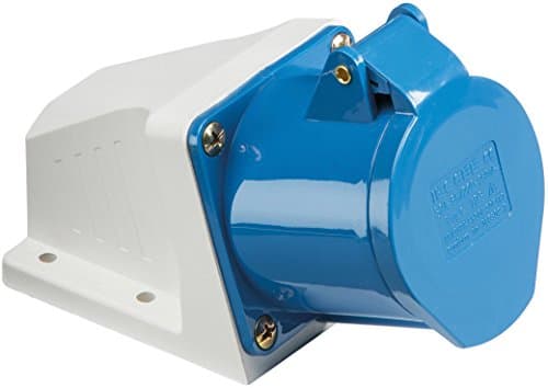 Image of Knightsbridge IN008 IP44 Angled Surface Mount Socket 2P+E, 230 V, 240V 16A, Weiß/Blau