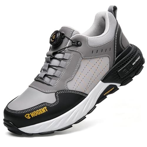 Image of Stillithou Safety Trainers Men Women, Lightweight Comfortable Safety Shoes with Swivel Buckle Shoelaces, Wide Steel Toe Cap Trainers Anti-Smashing Non Slip for Warehouses Industrial Work, Grey