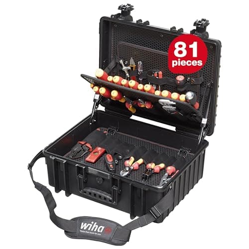 Image of Wiha 9300702 Competence Electrician Tool Set VDE-Insulated Screwdriver Kit, Black, X-Large, 80-Piece