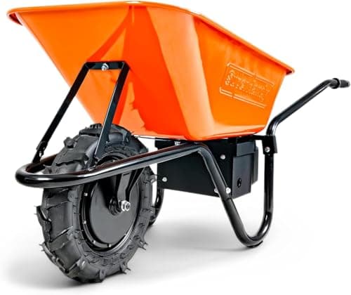 Image of SuperHandy Cordless Electric Wheelbarrow Utility Cart, 48V 2Ah Battery Powered, 75L Steel Tub, 150kg Load Capacity Garden Trolley, Material & Debris Hauler