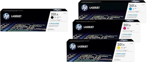 Image of HP 201A Original Genuine Toner Cartridges Black, Cyan, Magenta, Yellow Multipack Set in original boxes with Hologram for Color Laserjet Pro M252, M277, M274