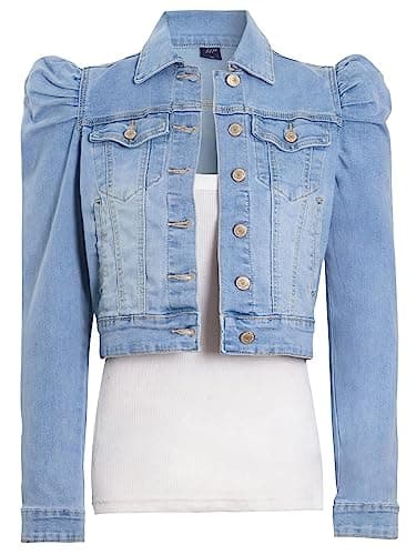 Image of SS7 Puff Sleeve Denim Jacket Light Blue