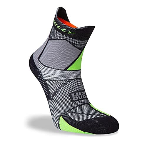 Image of Hilly Unisex Marathon Fresh - Anklet Med Cushioning, Running Sock, Black/Grey/Lime Geen, L UK