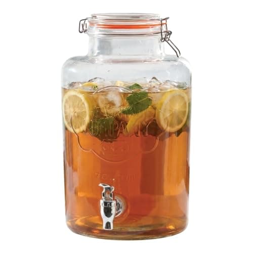Image of The Vintage Company Jumbo Glass Drinks Dispenser/Airtight Lid and Tap / 7.6 Litre Capacity / 22 x 22 x 35 cm/Events, Parties, Weddings, BBQs 51050