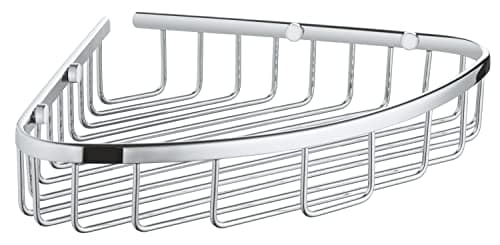 Image of GROHE Start Cosmopolitan Soap Wire Basket (Metal, for Corner Installation, Including Screws and Dowels, Easy to Fit), Size 303 x 233 mm, Chrome, 41172000