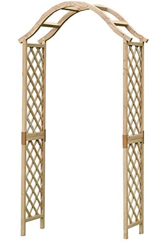Image of Selections Wooden Garden Arch with Curved Top (Tan) Arbour Focal Point Plant Frame