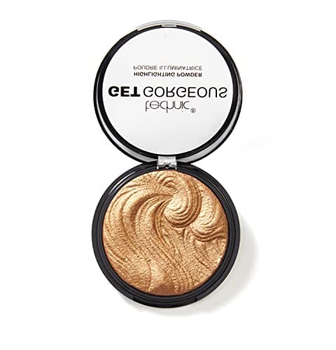 Image of Technic Get Gorgeous Highlighting Powder - Pressed Shimmer Face Makeup Compact for a Golden Glow. Shade: 24CT Gold