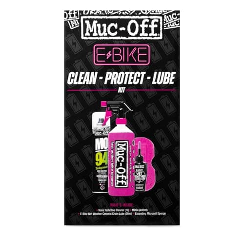 Image of Muc-Off eBike Clean, Protect & Lube Kit - Electric Bike Cleaning Kit Bundle with Nano Tech Bike Cleaner, MO-94 Spray, Wet Chain Lube, and Sponge - eBike Maintenance Essentials