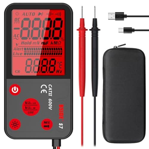 Image of BSIDE Rechargeable Smart Digital Multimeter Electrical Voltage Tester with Large Backlight LCD Ohmmeter Ultra Slim NCV Live Wire Circuit Checker Handheld Multi Tester with Carrying Case