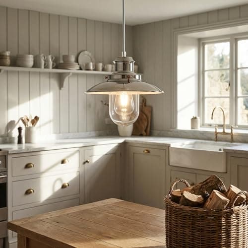 Image of Contemporary Hanging Fisherman Lantern Style Pendant Chrome Finish Ceiling Light